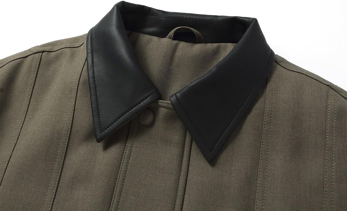 Men's Winter Quilted Jacket, Color Block Lapel Workwear Coat, Thickened Warm Casual Outerwear