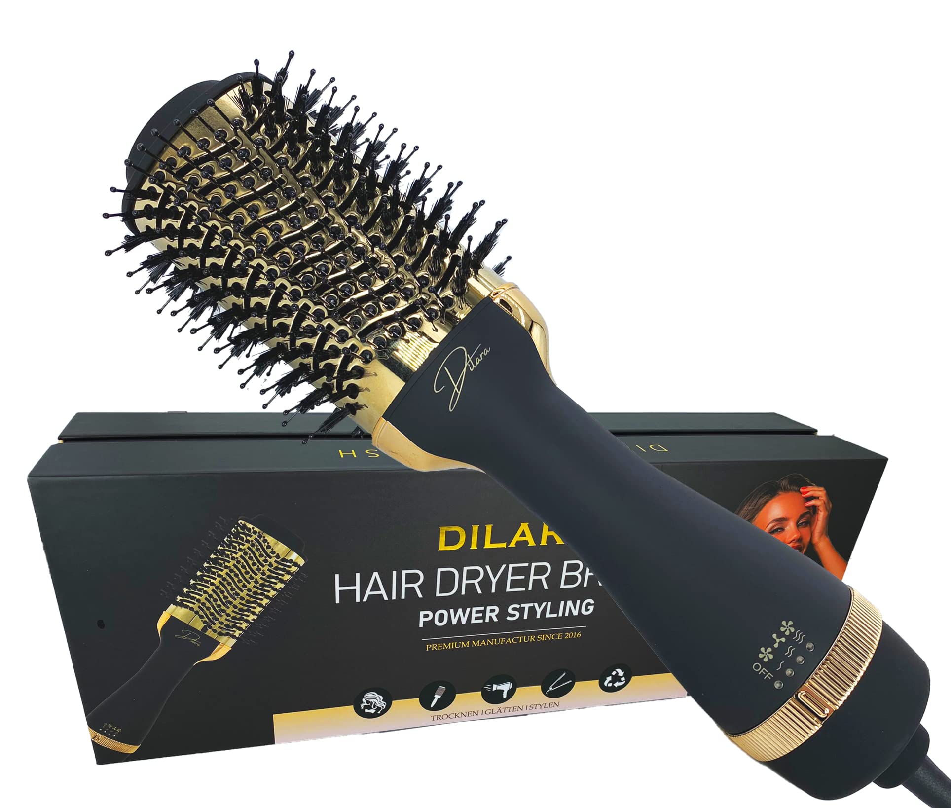 Professional Volumizing Pro Style - Cepillo redondo 2 en 1 | Cepillo de aire caliente y secador de pelo 1000 W | Secador de pelo, cepillo de peinado y cepillo de volumen con revestimiento de cerámica