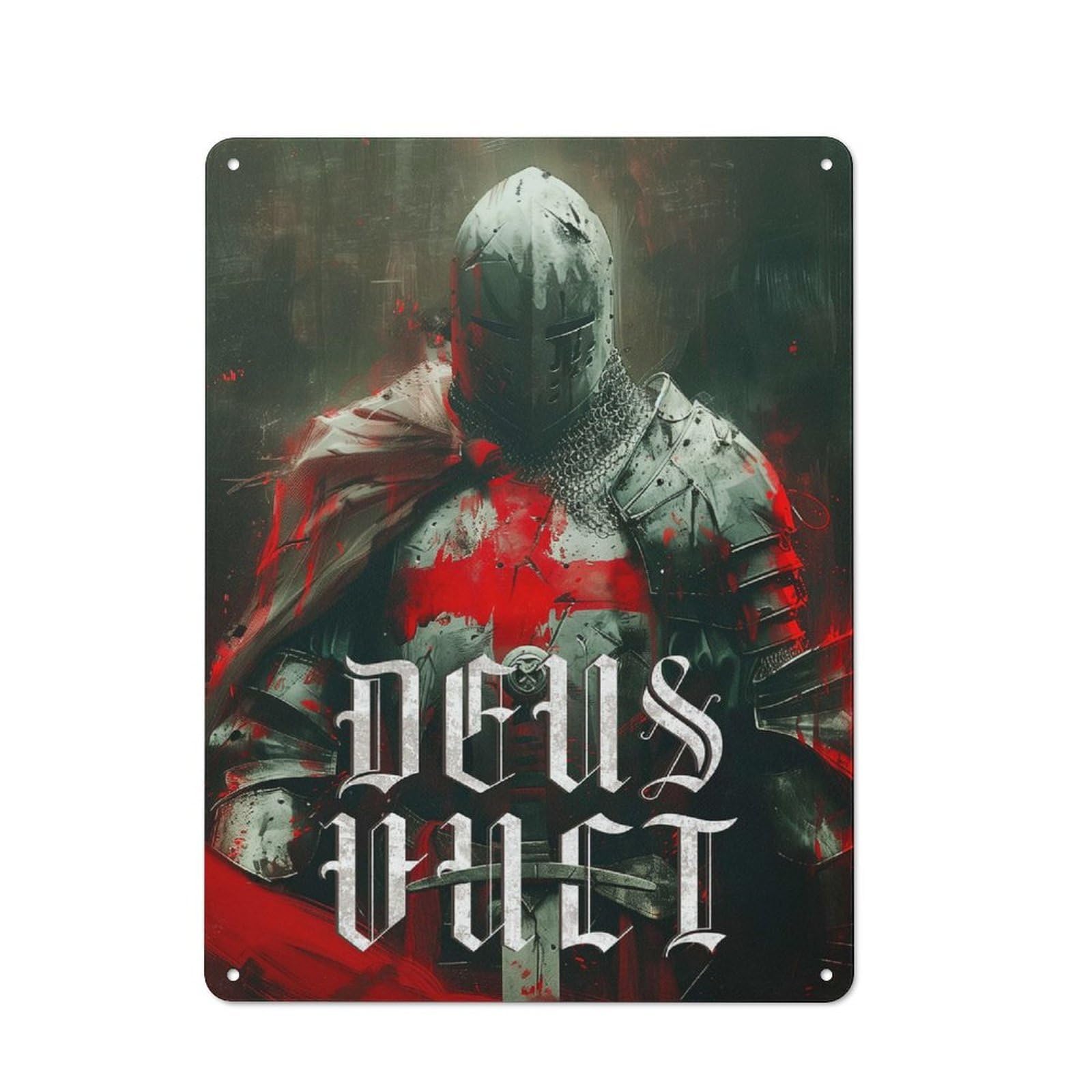 Cottage Tin Sign 40x30cm Featuring Legacy of The Templars, Porch Wall Decor for Shed, Garden Room, Porch Or Garage