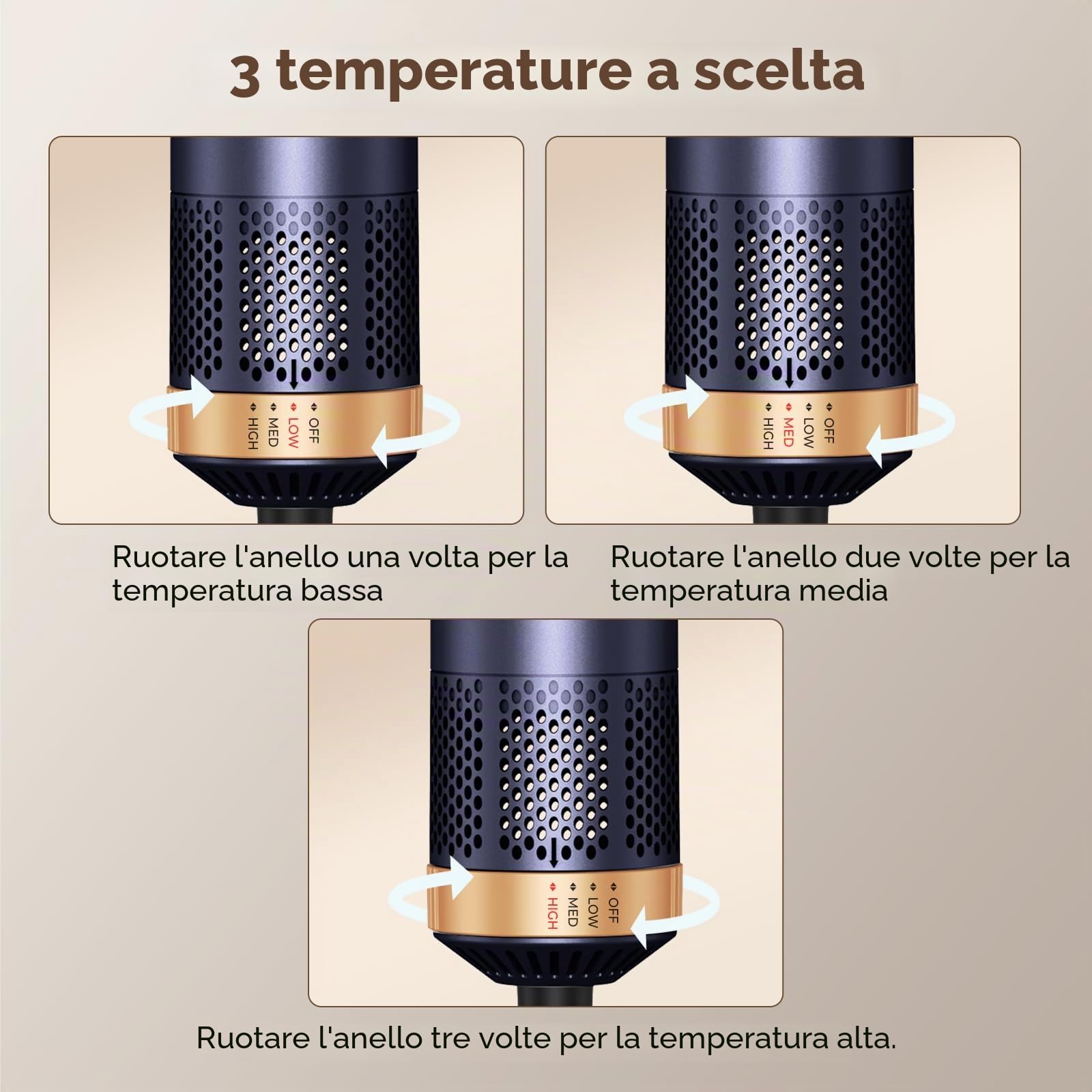 UKLISS Spazzola Asciugacapelli & Hair Styler 5 in 1, Airstyler con Arricciacapelli Automatico, Hair Dryer, Spazzola ad Aria Calda, Spazzola Lisciante Capelli per Ricci, Volumizzante, Lisciante - Blu