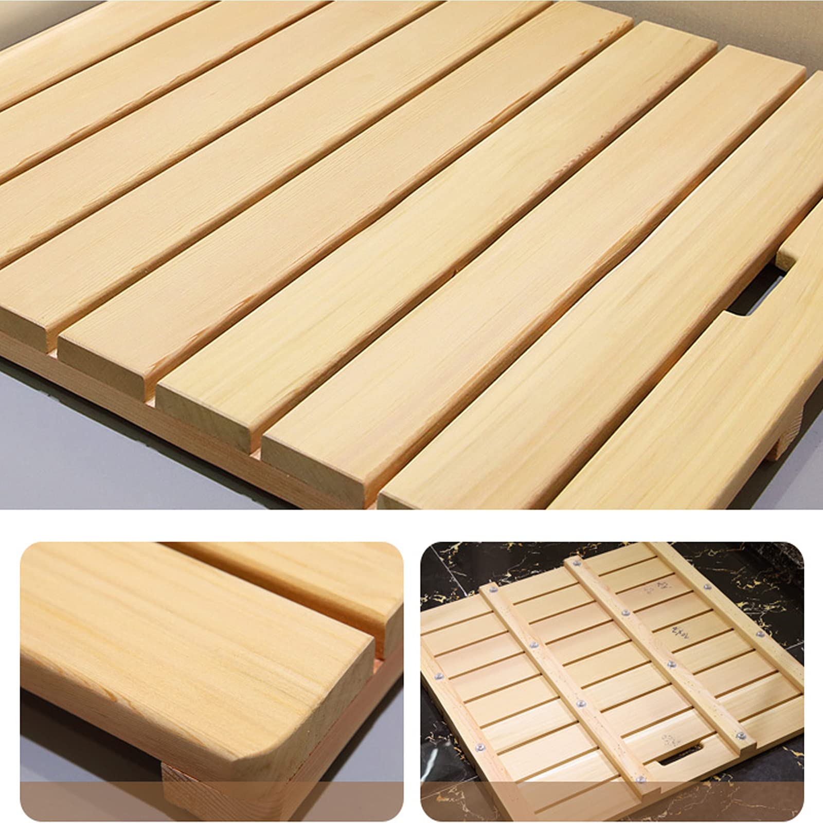 Alfombrilla de baño de bambú antideslizante, alfombrilla de ducha de madera ecológica para baño y spa, fácil almacenamiento, perfecta para uso en exteriores, 75 x 110 cm