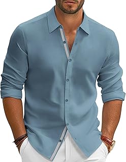 Mens Dress Shirts Wrinkle Free Stretch Button Down Shirt Casual Long Sleeve Business Shirts