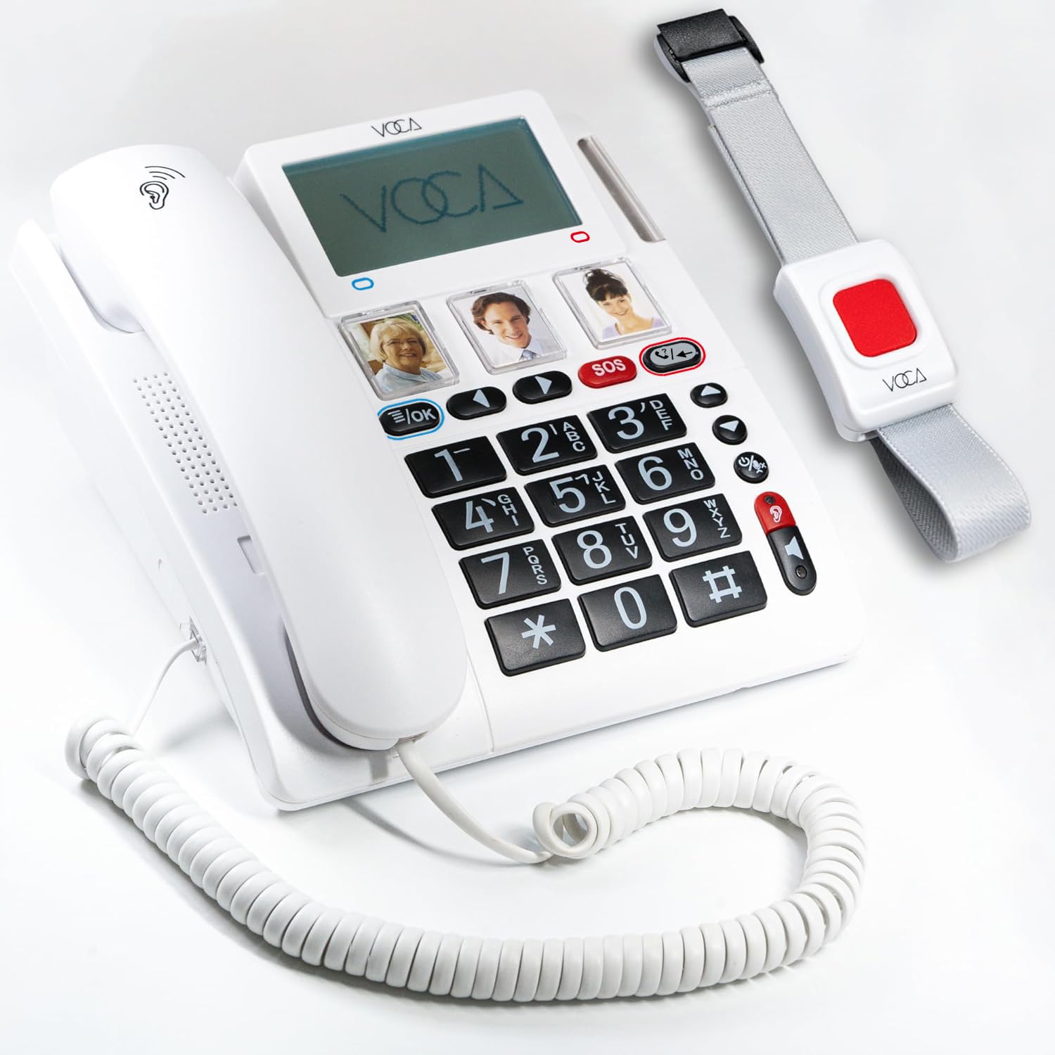 Telefono VOCA con tasti grandi per anziani | Telefono amplificato intelligente wireless CP141 4G | Telefoni ad alto volume per ipoudenti | Braccialetto SOS | Hotspot Wi-Fi | Connetti fino a 10 sensori