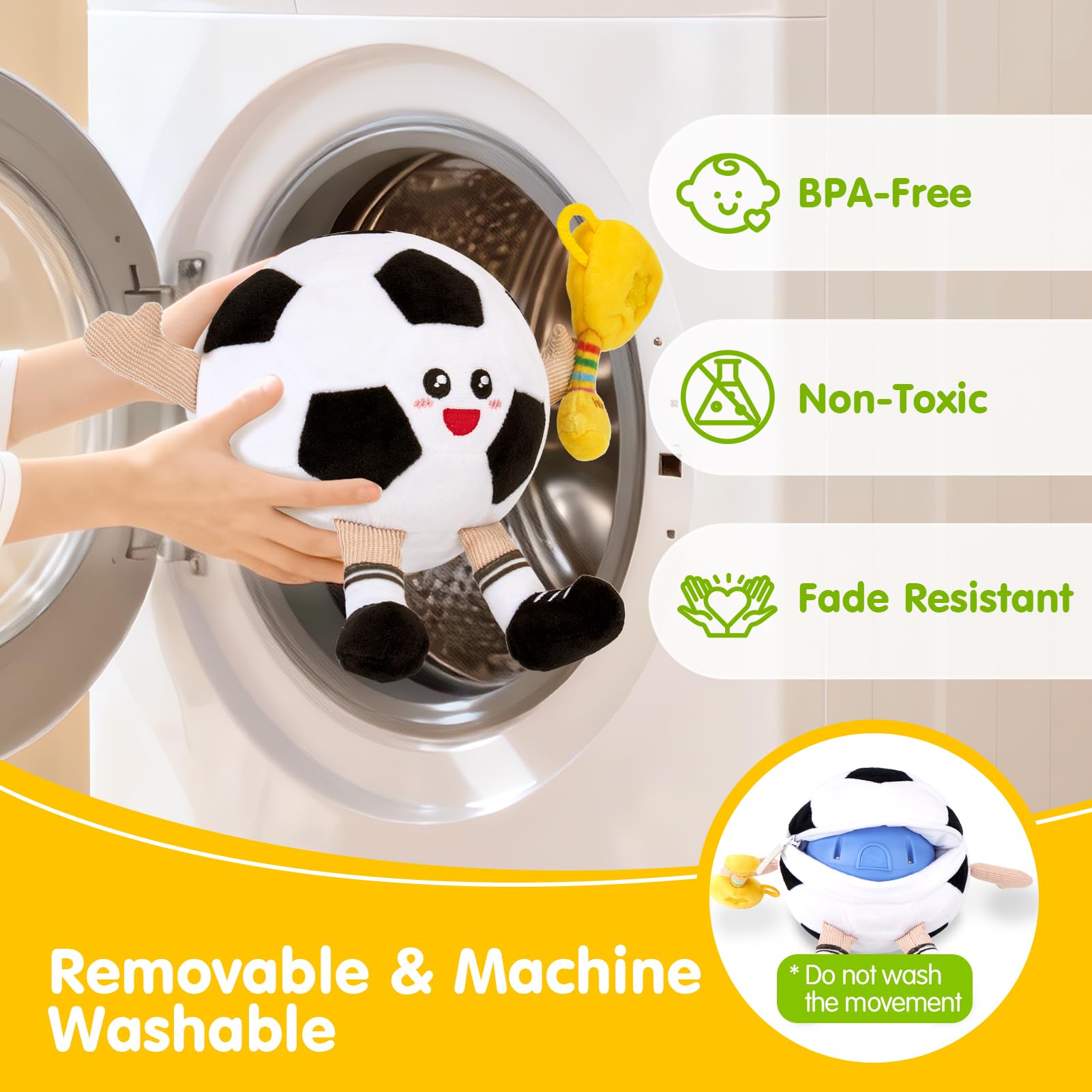 hahaland Giochi Neonato 3 6 9 Mesi, Peluche Calcio Giocattolo Interattivo con Musica e Registrazioni, Gattonare Giochi Regalo Bambini 1 Anno