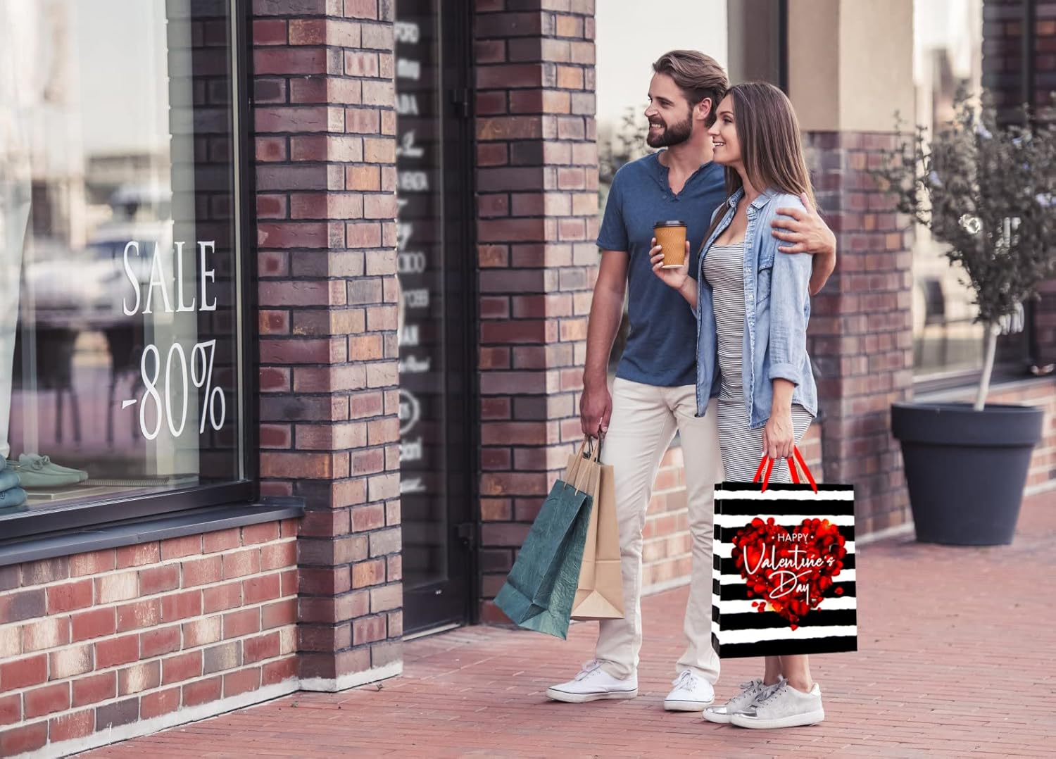 WaaHome Happy Valentines Day Gift Bag with Handle 13''x10.5''x5.8'' Large Red Rose Gift Bags with Tissue Paper, Romantic Valentines Gift Bags for Her Him Girlfriend Boyfriend Wife Husband Women - Image 3