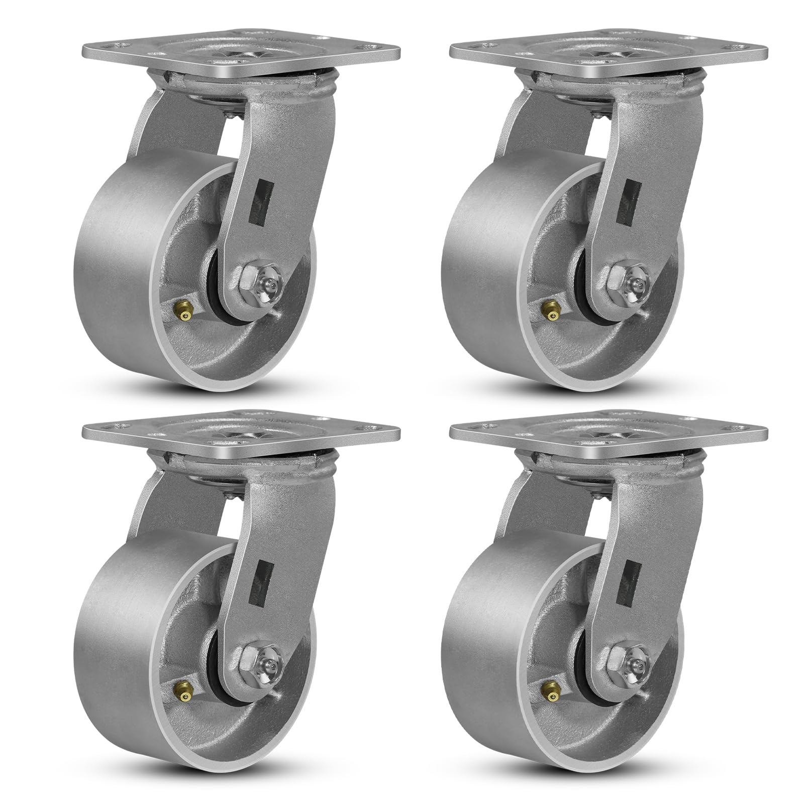 FOVERSWIVE 4"x2" Industrial Casters- Heavy Duty Casters,Cast Iron Wheel,Steel Casters Set of 4 Capacity up to 3200 Lb. Use for Platform Truck, U-Boat