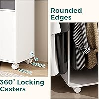 Vista 4 de Tabla de planchar con ruedas con armario de almacenamiento, armario de tabla de planchar de madera con cajón, mesa de planchar compacta que ahorra