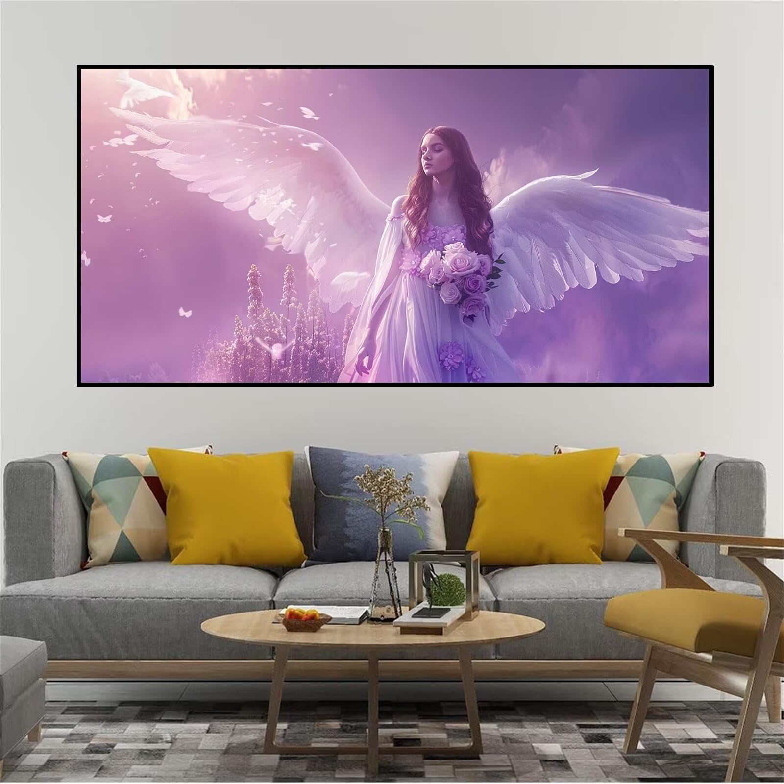 希少　天然水晶石　『天使と悪魔の少女』　ダイヤモンドアート　160×90cm Amazon.co.jp: ダイヤモンドアート 天使 全面貼り付けタイプ