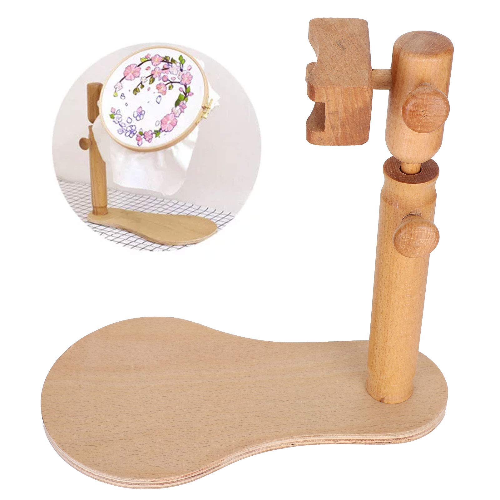 Soporte Para Bordado De Madera - Ajustable En Altura Y Giratorio, Para Aros De Hasta 3.5 Cm - Manos Libres Para Punto De Cruz Y Manualidades