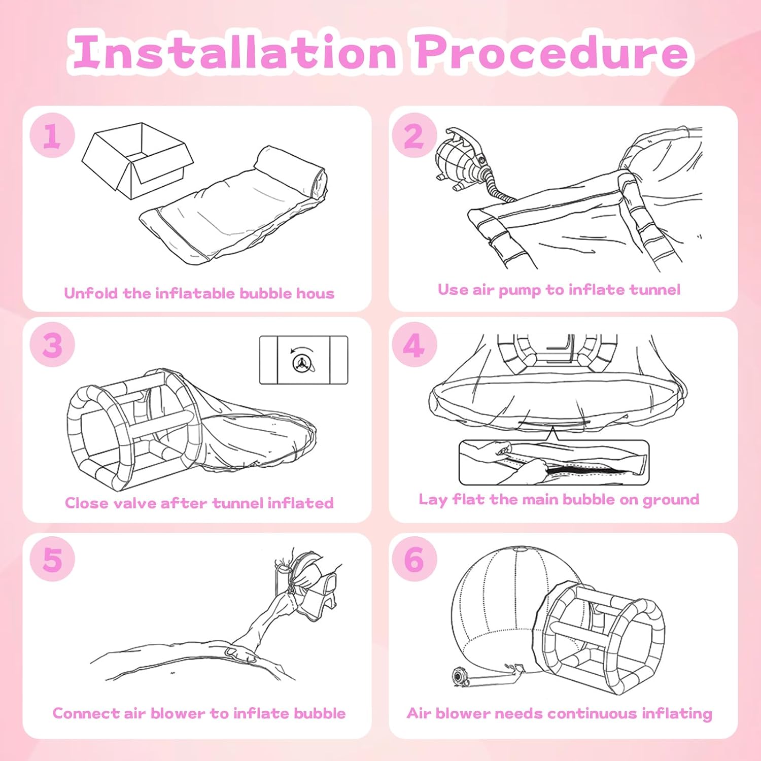 Inflatable Bubble House Dome 9FT for Kids/Adults, Commercial Grade PVC Bubble Balloon Tent with 4'L Tunnel, Outdoor Transparent Playground Set for Backyard Birthday Wedding Party,Gender Reveal