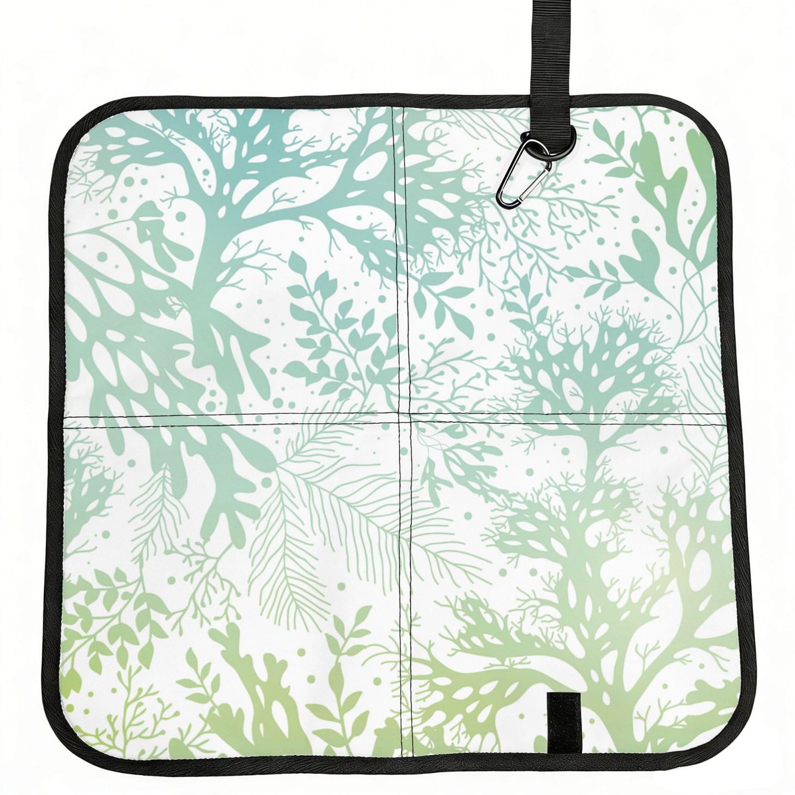 AYYQWE Green Sea Blue Seaweed Print Foldable Seat Cushion Portable Chair Pad Office Commuting Picnic Camping Outdoor