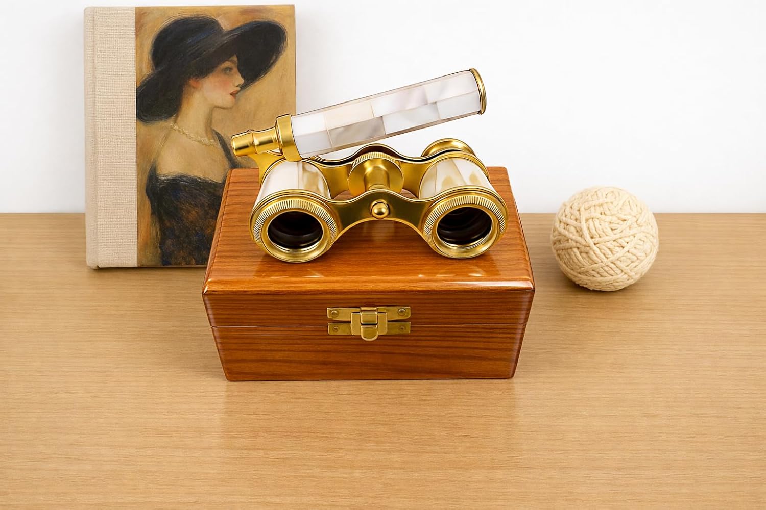 Vintage Opera Glasses for Women with Custom Engraved Wooden Box – Luxury Brass Theater Opera Glasses – Elegant Gift for Opera, Ballet, Theater Lovers