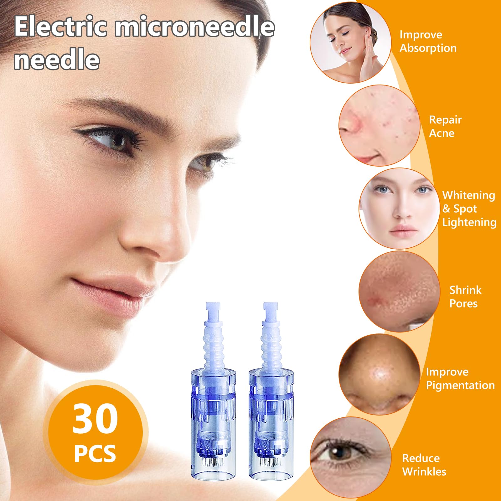 30 Piezas Agujas Dermapen Microneedling,36 Pin Micro Aguja Microagulhas Agulhas De Repuesto para Microneedling Derma Pen Regular Microneedle para Antienvejecimiento Rejuvenecimiento Arrugas(Bayoneta)