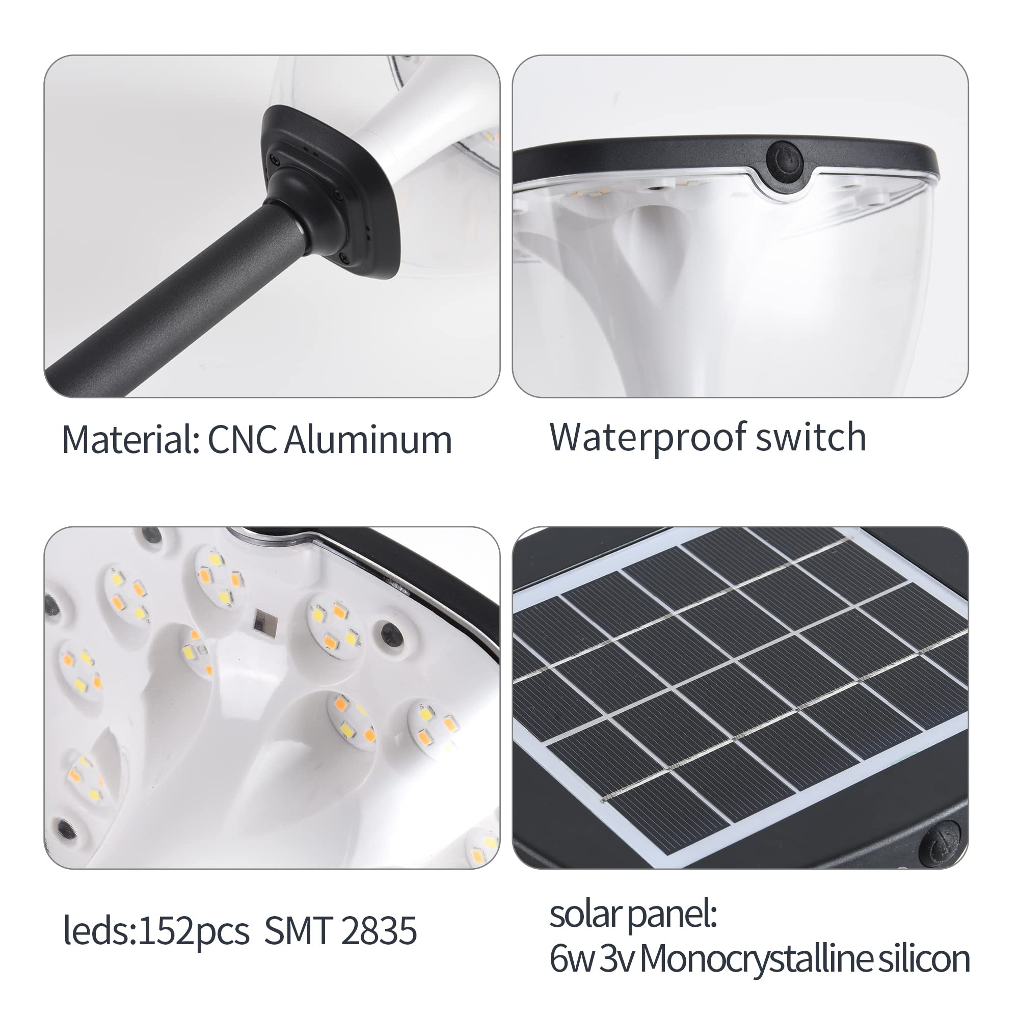 Solarleuchte für Garten, Außenbereich, LED Solarleuchten für Wege, IP65, wasserdicht, kabelloses Solarlicht mit 3 Modi, für Terrasse, Hof, Auffahrt, Pfad, Höhe 83 cm (2 Stück)