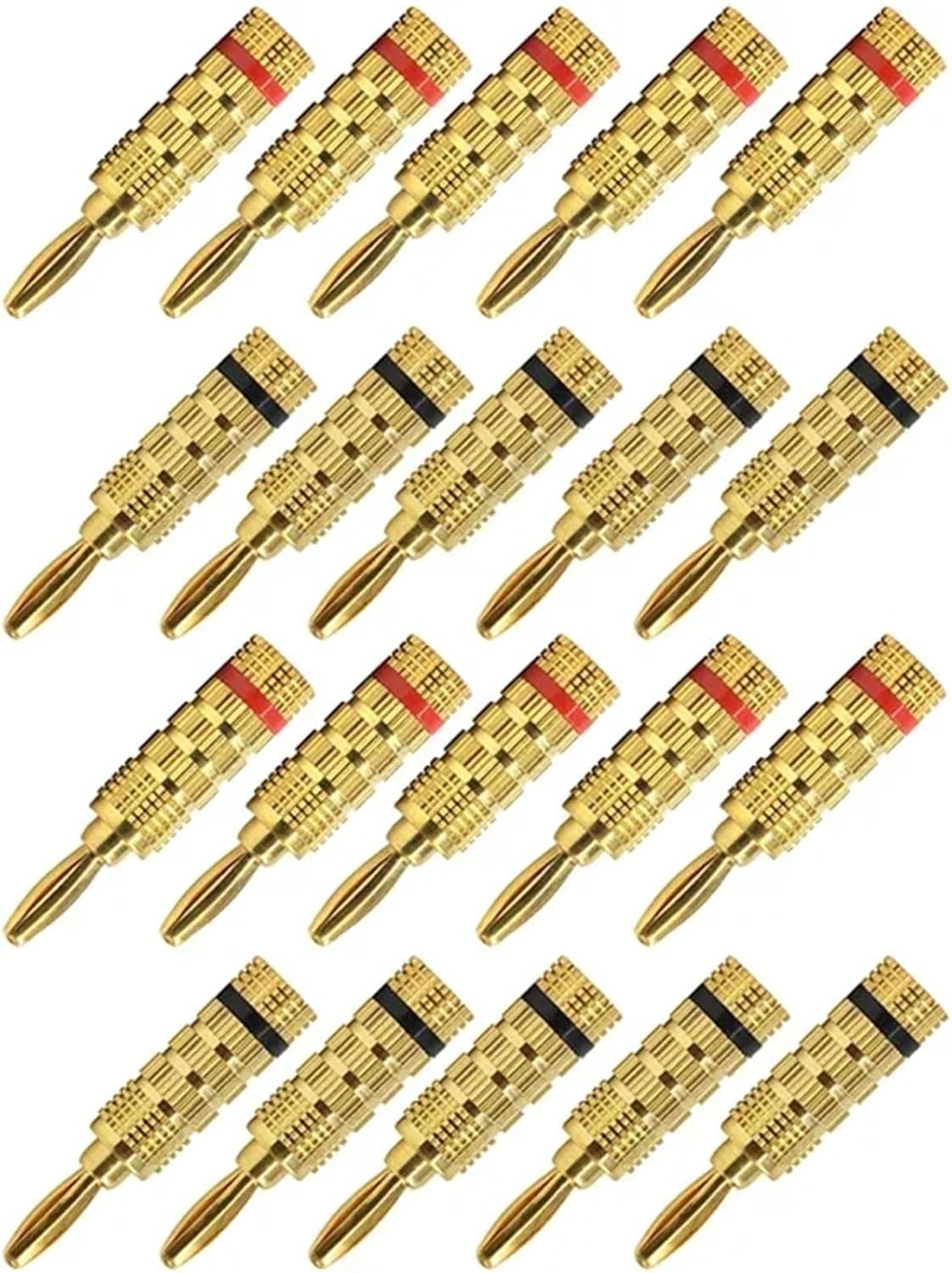 20PCS 4mm Banana Plugs with 24K Gold-Plated Connector and Screw Lock—Suitable for Audio System, Amplifier Speaker Connections(Px20)