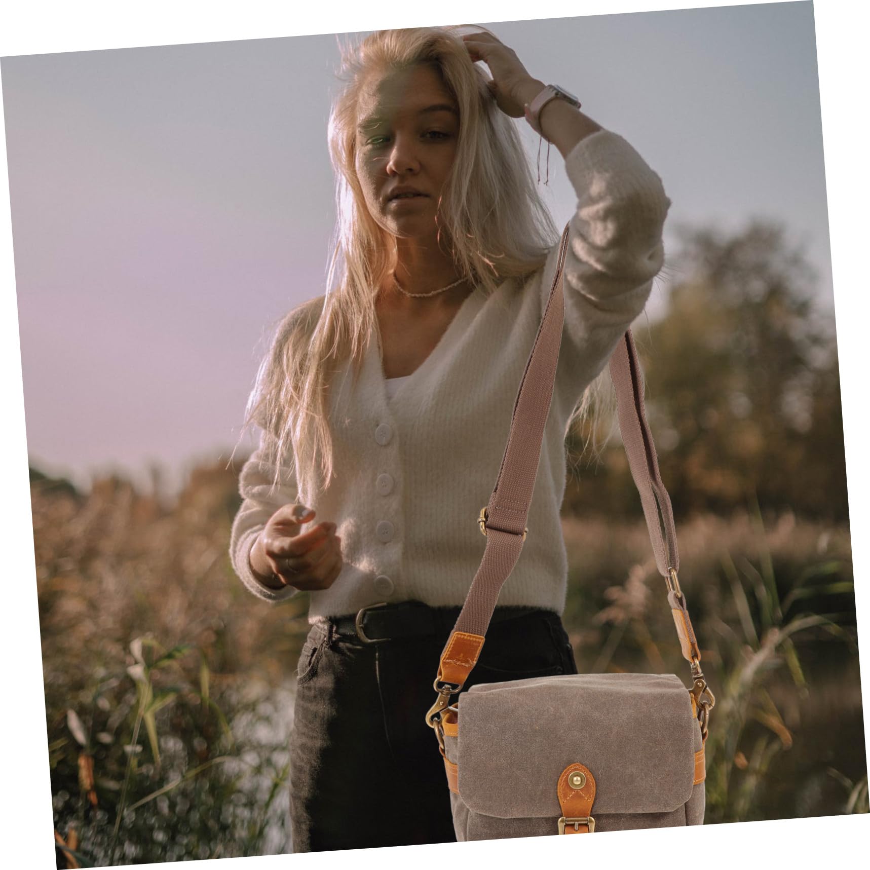 Homoyoyo Borsa per Fotocamera Verde in Tela Resistente Protezione Antiurto e Tracolla Regolabile, Custodia Portatile per Fotocamere Mirrorless e Compatte