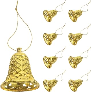 SAFIGLE 12pcs Christmas Tree Ornaments Christmas Decor Ornaments Golden Plastic Bell Hanging Decorations for s Tree, Festive for Holiday Party, 1.96 Inch Gold