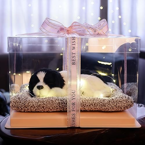 YJHWLF Adorables regalos de peluche de Side Collie de 7 pulgadas, envía una hermosa bolsa de regalo cuadrada para niños y niñas, regalo de