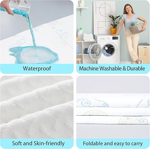 Miniatura 5 de Pack and Play - Colchón portátil triple para cuna, colchón N Play, colchón jacquard de 38 x 26 pulgadas para viajes, colchón suave y transpirable