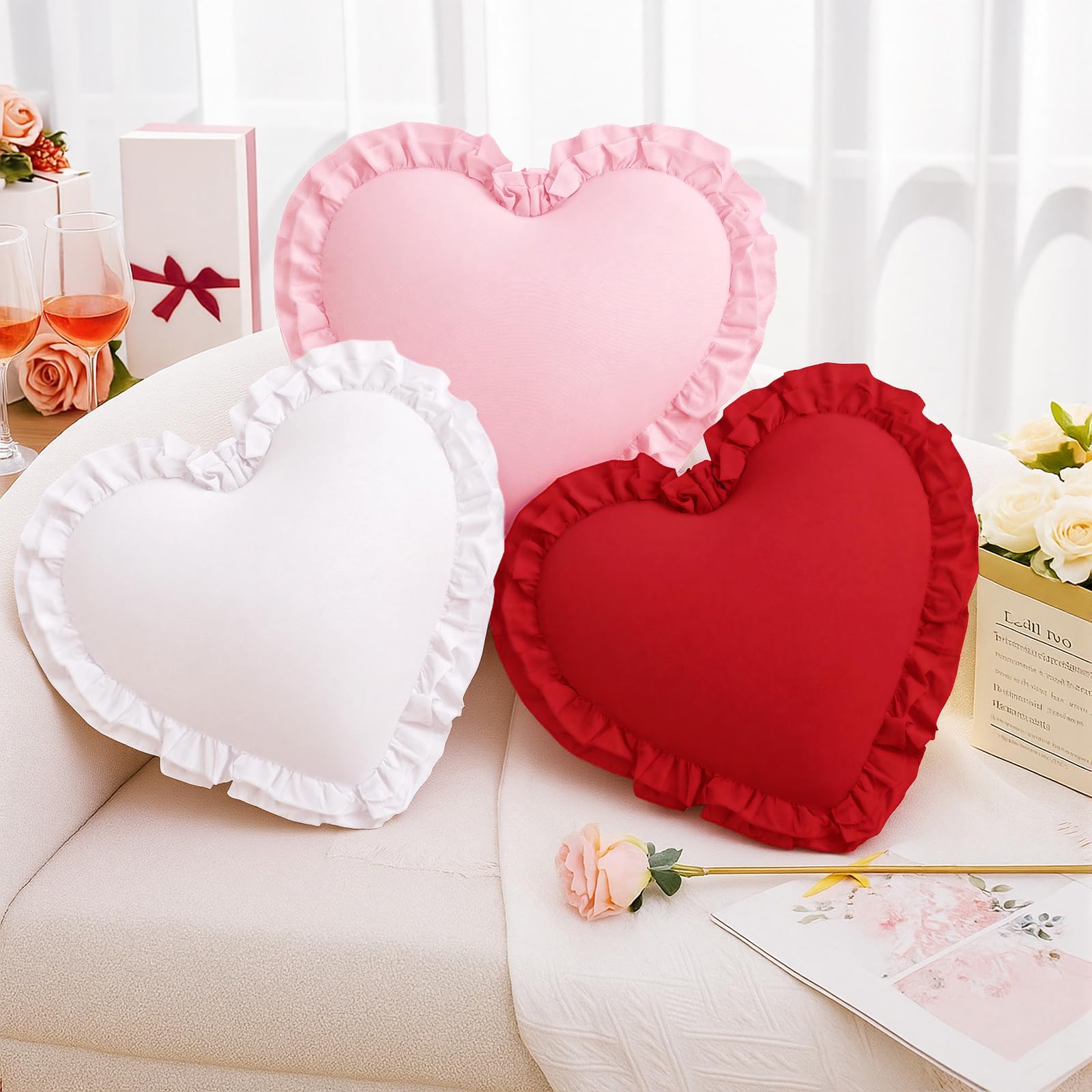 Amazon.com: Threehoney 3 Pcs Heart Shaped Pillows Valentine's Day