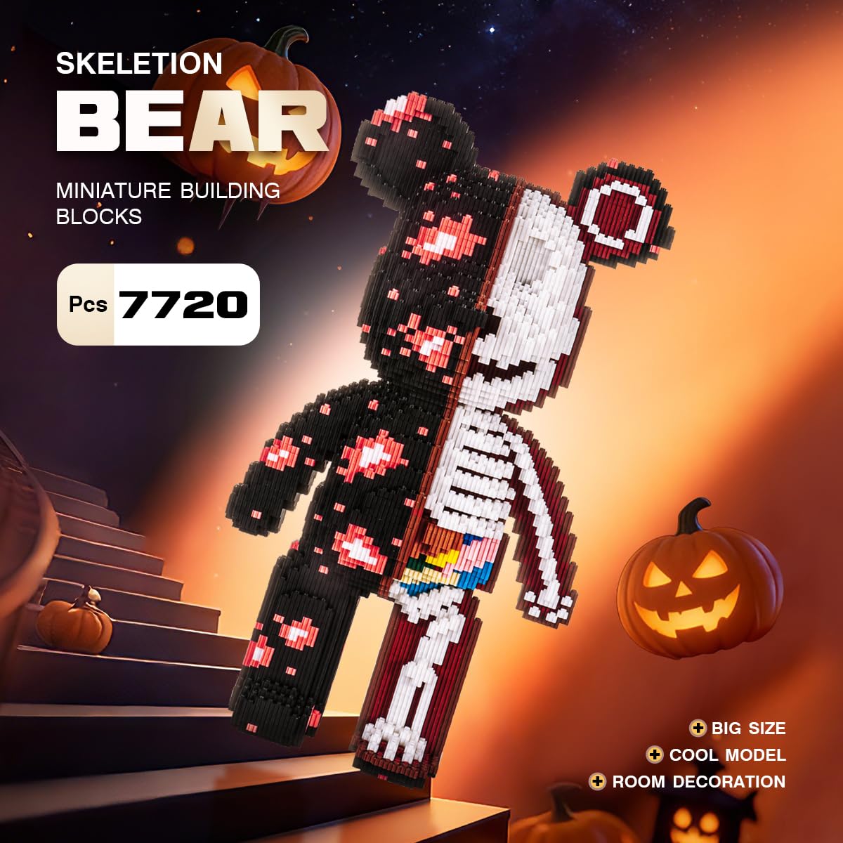 DAHONPA Animal Disection Skeleton Bear Micro - Juego de bloques de construcción (7220 piezas), decoración creativa para el hogar y la oficina, regalo para adultos y niños