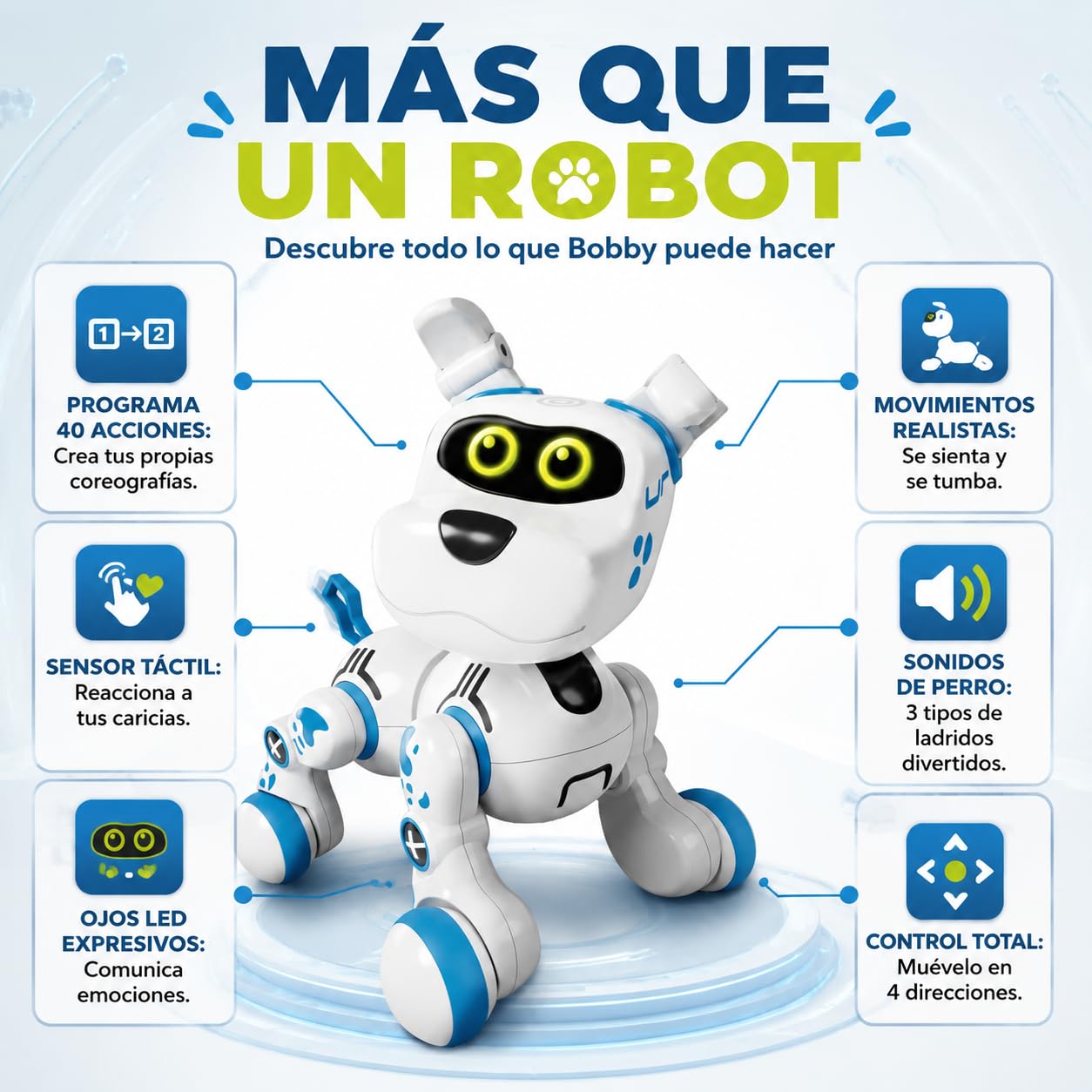 Xtrem Bots - Bobby | Perro Robot | Perro Robot Inteligente | Robots Juguete | Robots Programable Niños | Juguetes Niños 5 Años | Regalos para Niños 5 Años O Más