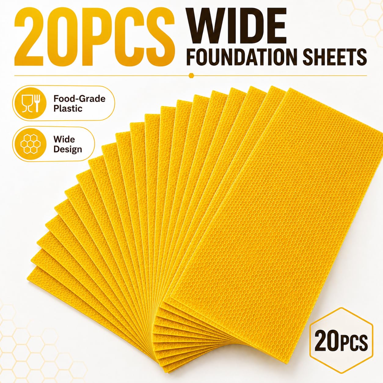 Yellow Bee Foundation Sheets for 8-1/2-Inch Deep Beehive 20PCS