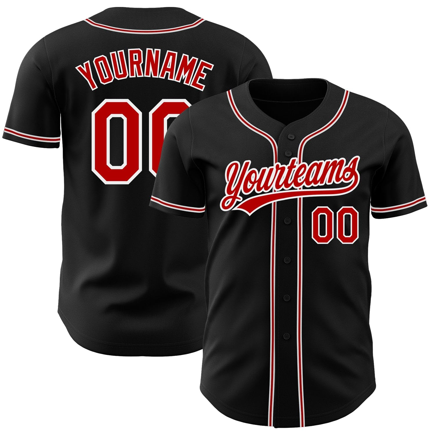 Generic Black Red White Baseball Jersey Women Men Youth Kids, Custom Baseball Jerseys Printed Stitched Name Number Logo Baseball Shirt