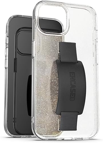 Miniatura 7 de Encased Funda con lazo para los dedos, diseñada para iPhone 15 Plus (2023), funda transparente con correa de mano con soporte de silicona suave al