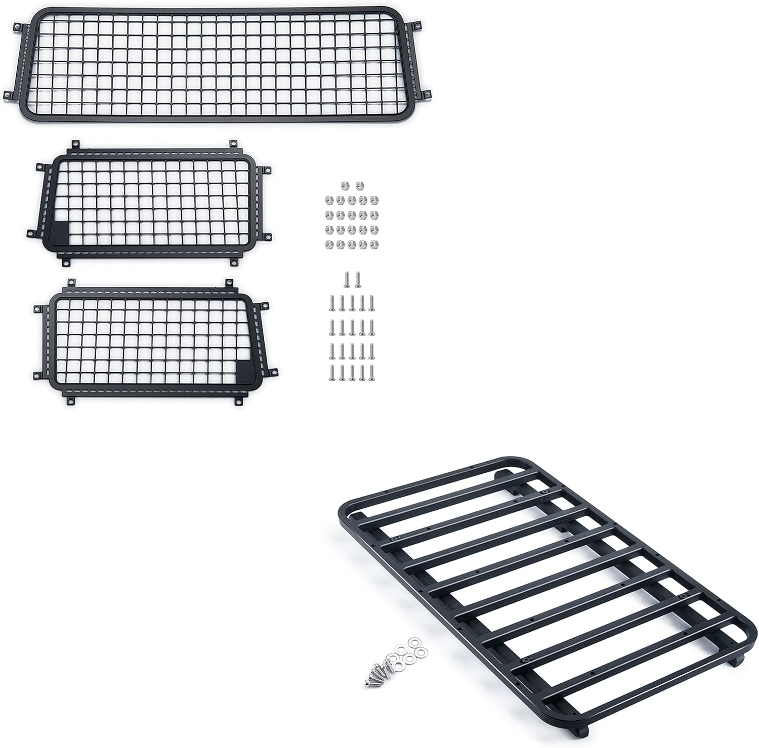 MORLORDY RC Side Windows Rear Windows and Roof Rack Set for 1/10 Scale RC Crawler Car TRX4 2021 Bronco Upgrades
