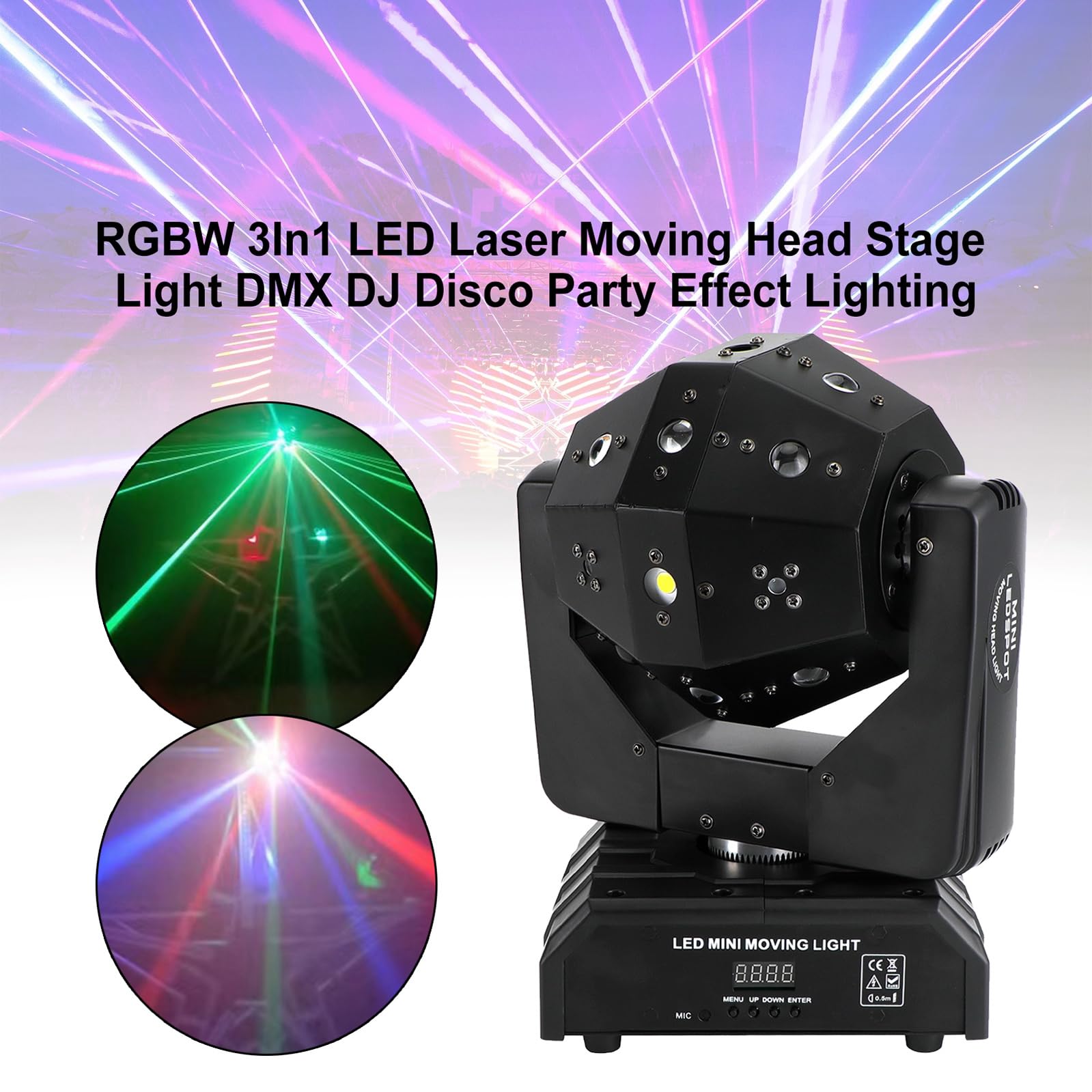 Bruce & Shark RGBW 3In1 LED Laser Moving Head Stage Light DMX DJ Disco Party Effektbeleuchtung 120W