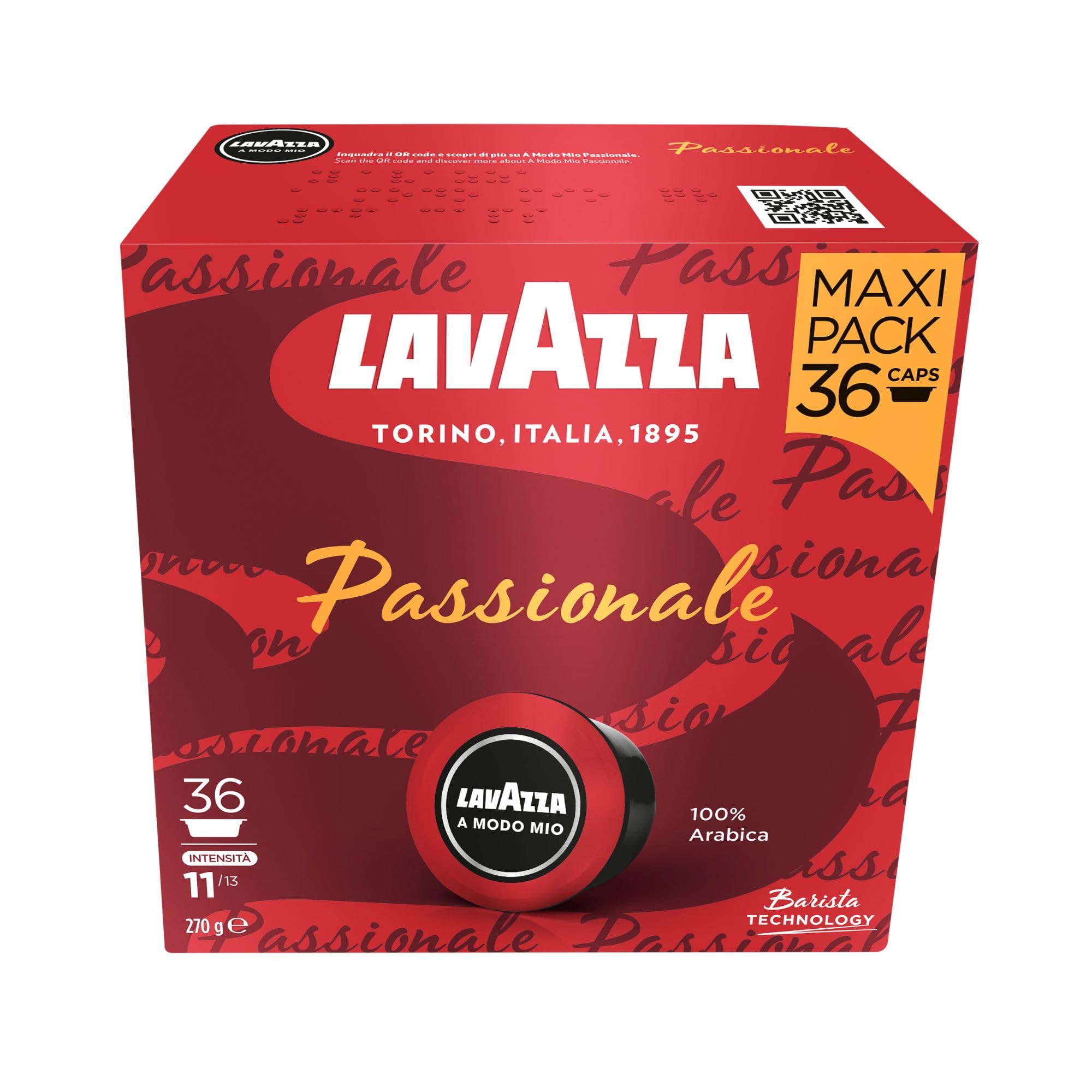 Lavazza, A Modo Mio Espresso Passionale, 36 Coffee Pods