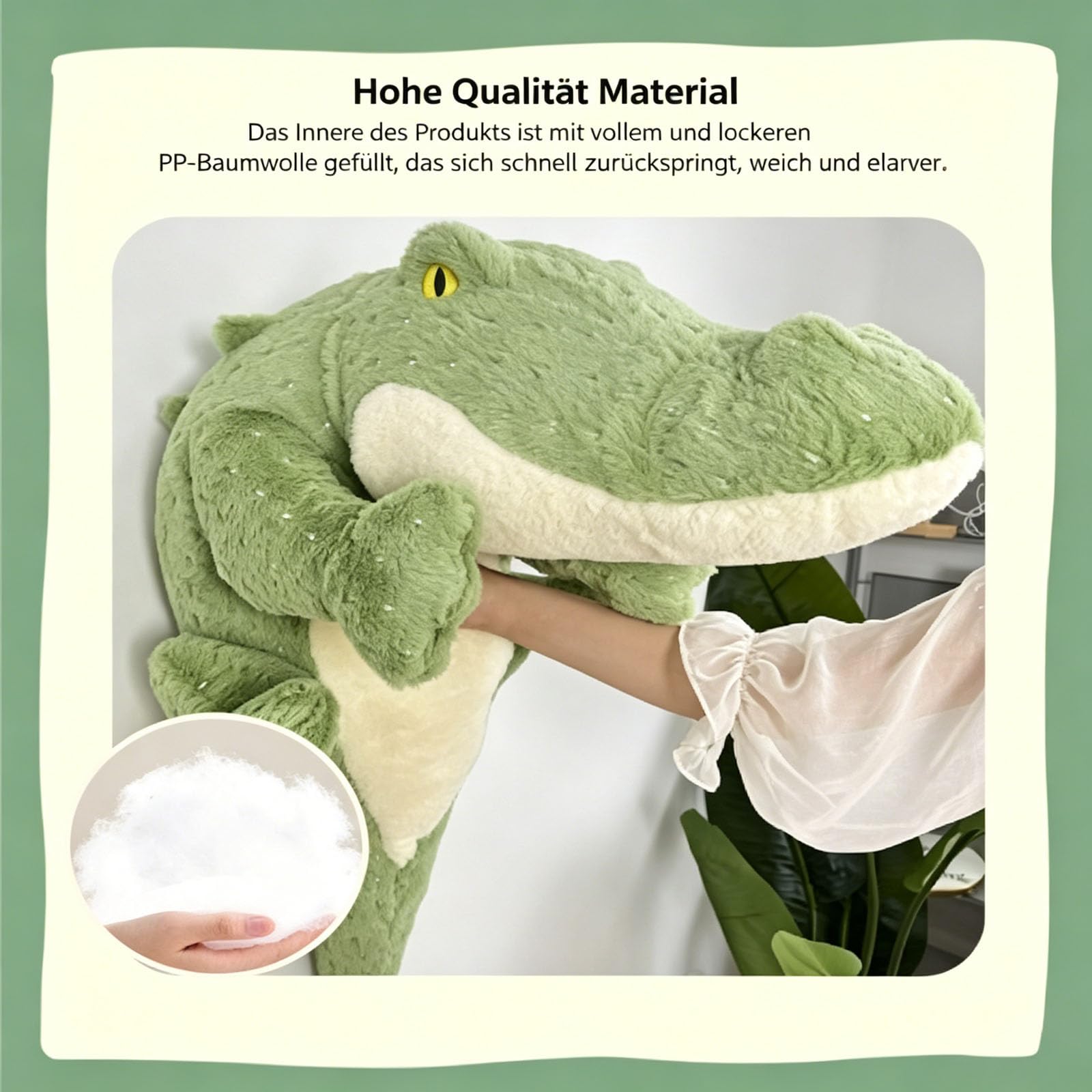 Krokodil Kuscheltier XXL, Groß Krokodil Stofftier Riesen Kuscheltier, Realistische Krokodil-PlüSenspielzeug Kissen, Krokodilkissen Plüschtier, Geschenk für Mädchen Jungen (115cm)