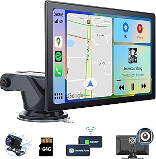 [2023 Upgrade] 9 Inch Portable Car Stereo with 2.5K Dash Cam, Wireless CarPlay & Android Auto HD IPS Touchscreen Car Radio with 1080P Backup Camera, Bluetooth/Mirror Link/DVR/Siri/FM/GPS/AUX/64 TF