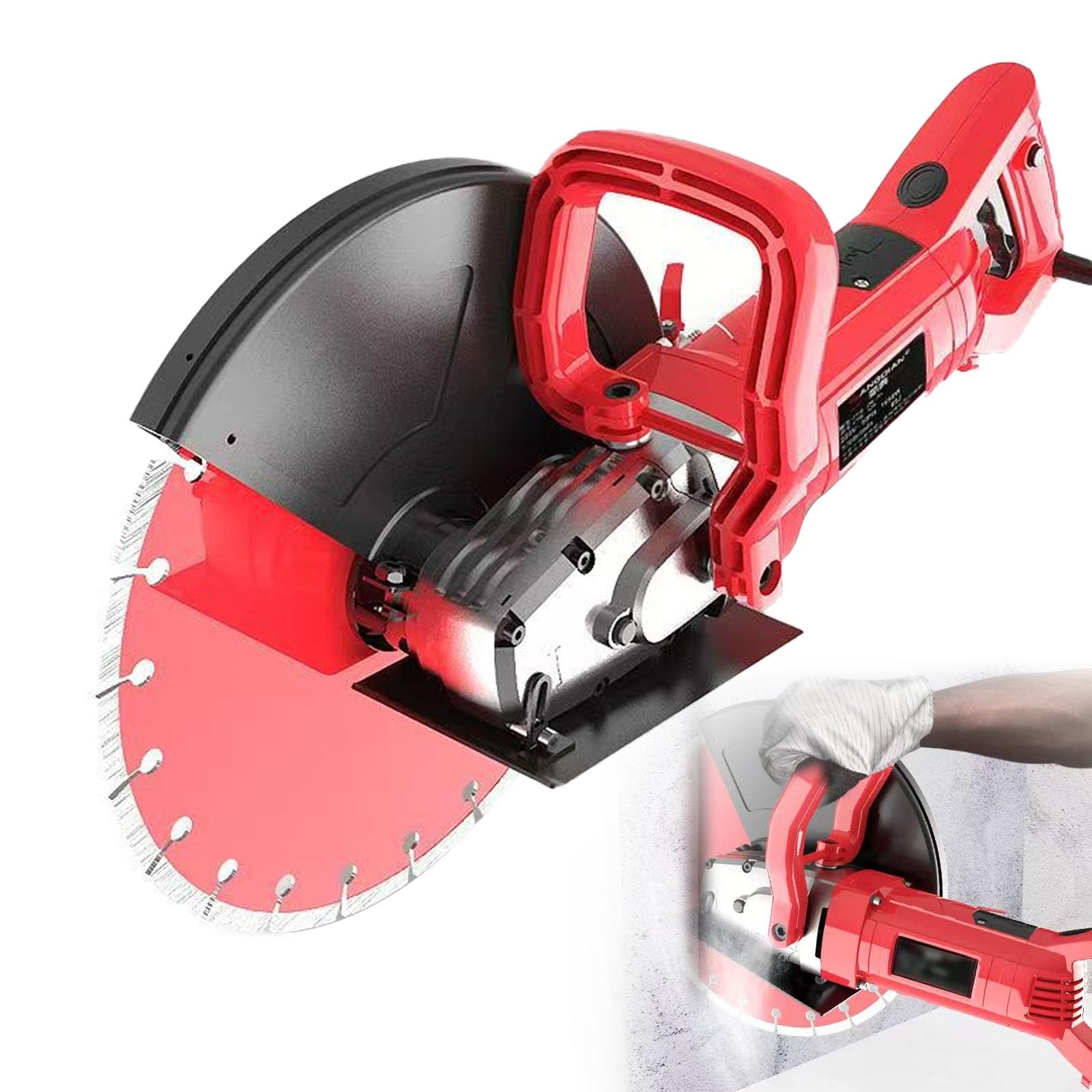 Ppldabnk One Color Electric Wall Chaser Machine – 4300 Rpm (Idle), Grooving Depth 13.5Cm, Water-Based Dust Removal, 90° Adjustable Handle | 6500W Concrete Cutting Machine For Brick, Granite & Marble