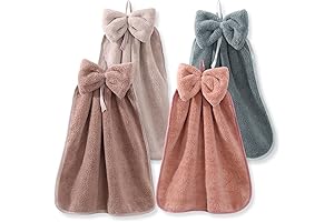 4Pcs Bowknot Bathroom Hand Towels with Hanging Loop