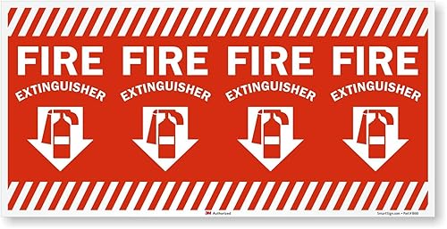 Miniatura 8 de SmartSign Etiqueta envolvente "Extintor de incendios" con flecha hacia abajo  Vinilo laminado de 24 x 12 pulgadas