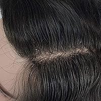 Vista 4 de Piezas de cabello humano tipo tupé para hombre, piel fina y suave con nudo en V de 0.001 in, repuesto de cabello de 8 x 10 pulgadas