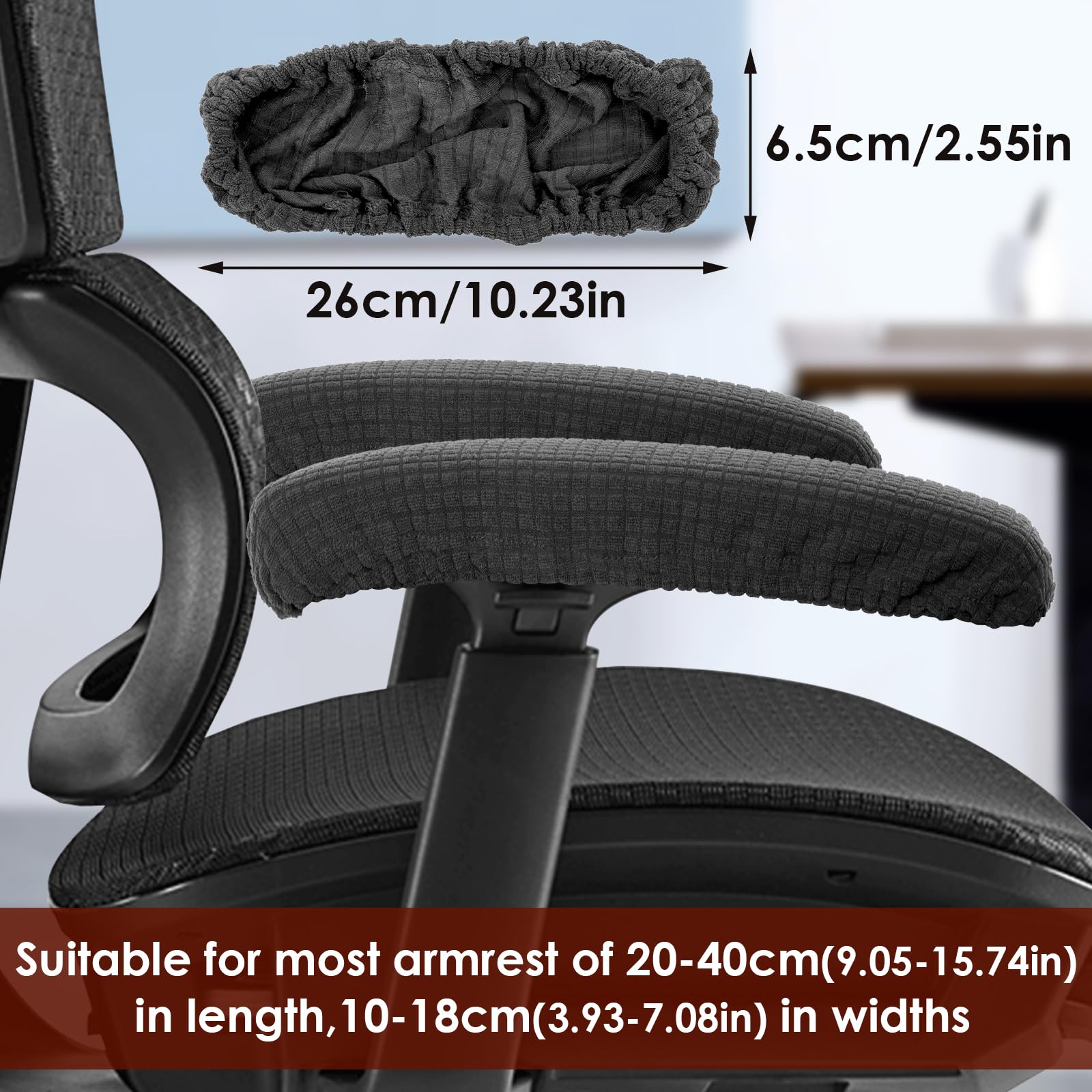 BEAUTRIP Ergonomische armleuning pads - bureaustoel armsteun hoes kussen - elleboog steunkussen voor computer, gaming en bureaustoelen (set van 2) (zwart met gel_fluweel