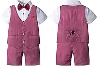 Vista 3 de Nwada Traje para niños pequeños, camisa de vestir con corbatín, pantalones de vestir, conjuntos de traje de caballero para niños