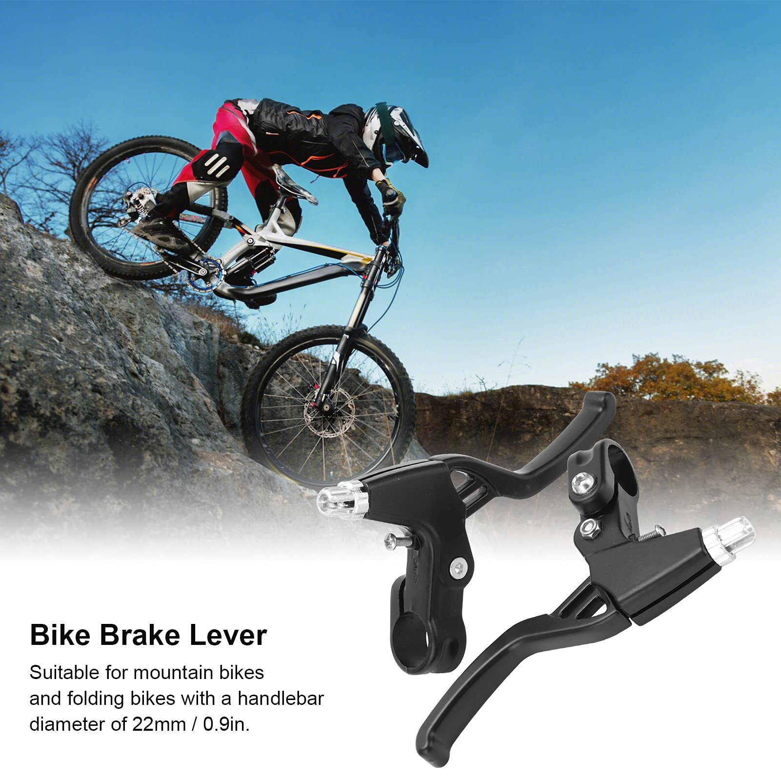1 paio di leve freno universali per bici con manubrio freno a V in lega di alluminio per la maggior parte delle bici da strada MTB, 2,2 cm (Nero)