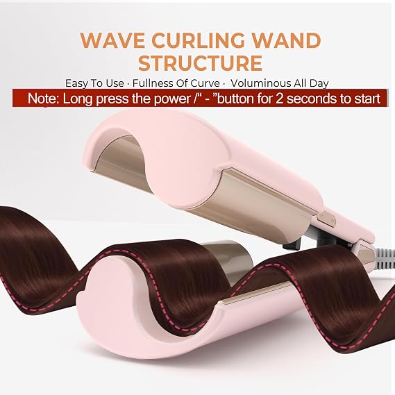 Waver Hair Tool,Mini Waver Curling Iron,Curling Iron Hair Crimper Waver,Ionic Deep Waver Curling Wand with Ceramic 2 Barrel for Women,Double Voltage, Easy to Use, Pink, 1.25 Inch