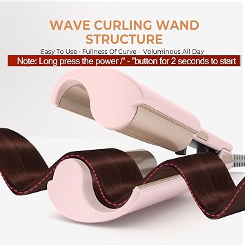 Waver Hair Tool,Mini Waver Curling Iron,Curling Iron Hair Crimper Waver,Ionic Deep Waver Curling Wand with Ceramic 2 Barrel for Women,Double Voltage, Easy to Use, Pink, 1.25 Inch