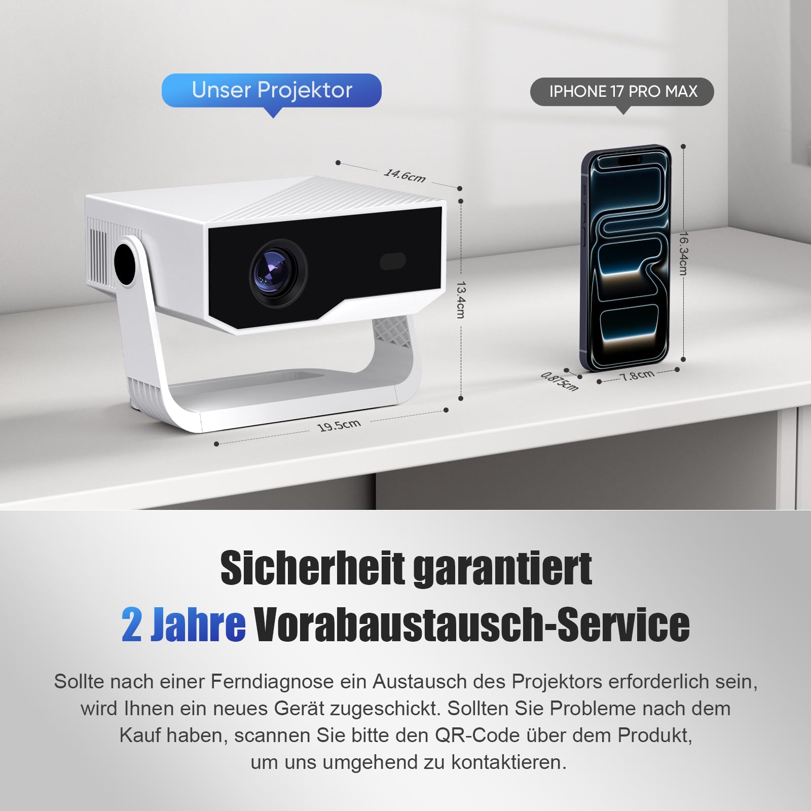 ZDK 2026 Upgrade Mini Beamer Integrierte Apps, Android 14, unterstützt 4K 1080P, Trapezkorrektur, WLAN&BT Beamer 4K Heimkino, Projektor Tragbarer mit um 270° drehbarem Ständer, Kompatibel Laptop/Handy