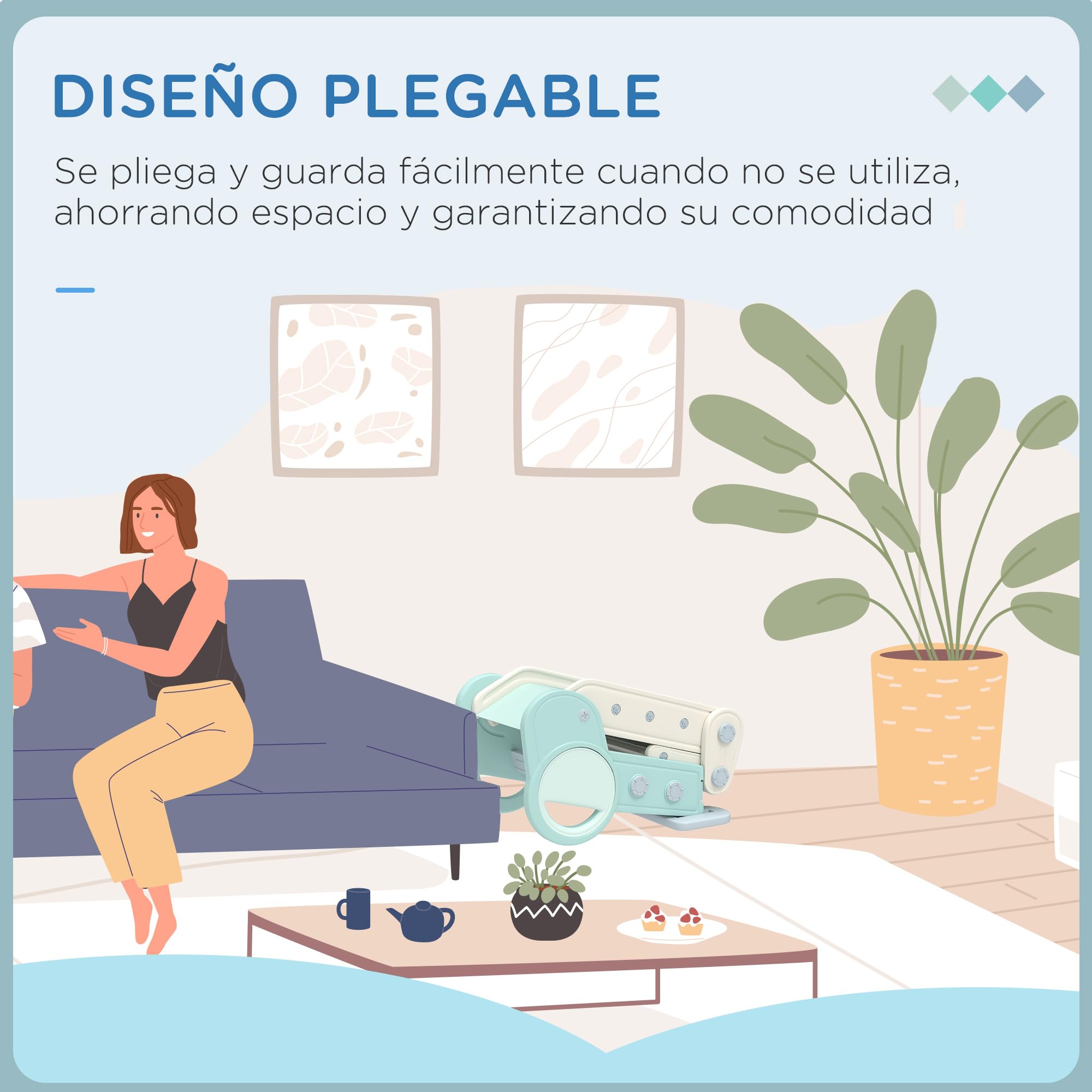 AIYAPLAY Tobogán para Niños Plegable Tobogán Infantil de 18-36 Meses con 3 Escaleras Antideslizantes para Interiores Carga 30 kg 120x53x53 cm Verde