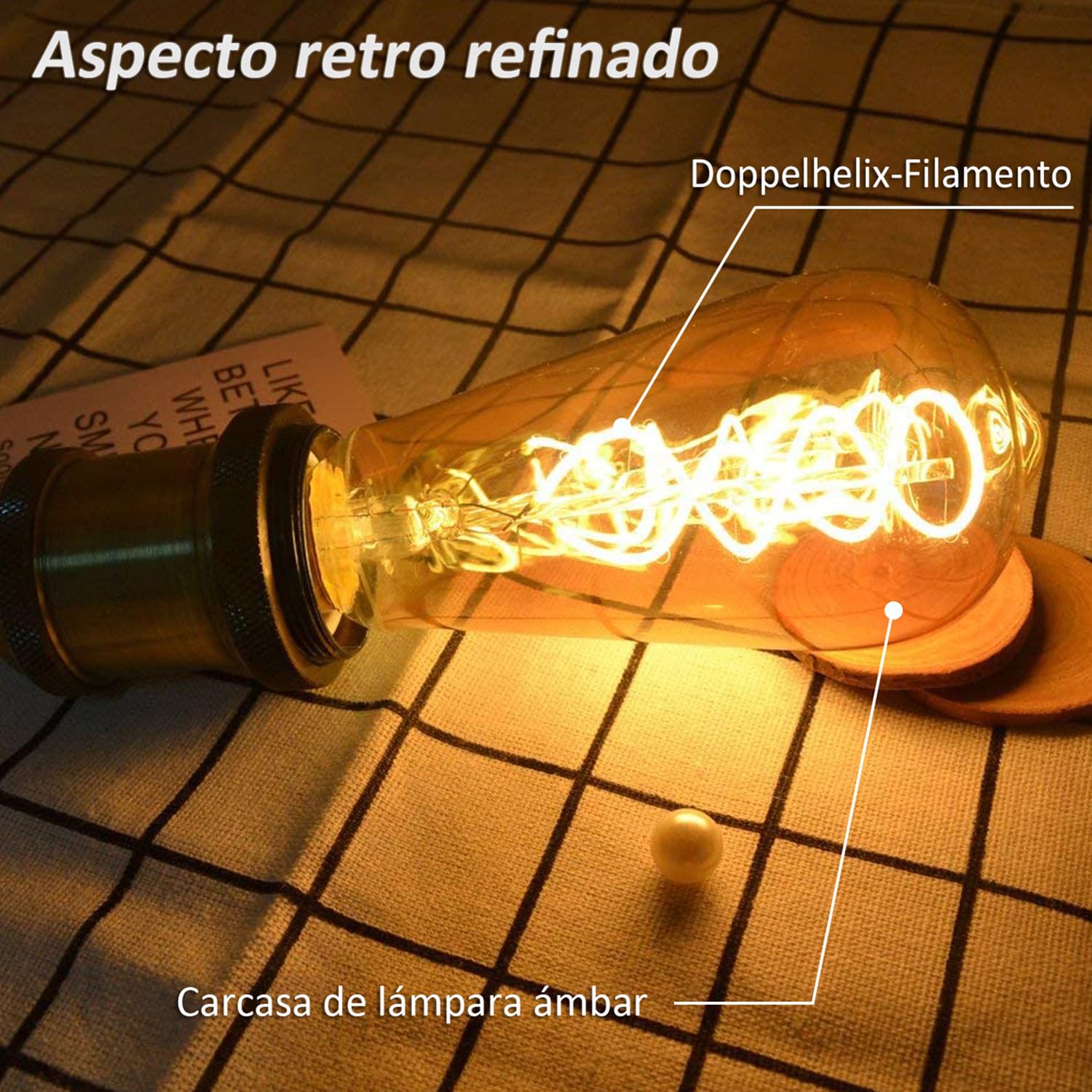 Bombilla Edison Vintage E27, E27 LED Vintage Regulable 4W Retro Lámpara LED Blanco Cálido 2700K Bombilla E27 Vintage Ideal para Nostalgia e Iluminación Retro en el Hogar Cafe Bar - 6 Piezas（ST64 SLX）