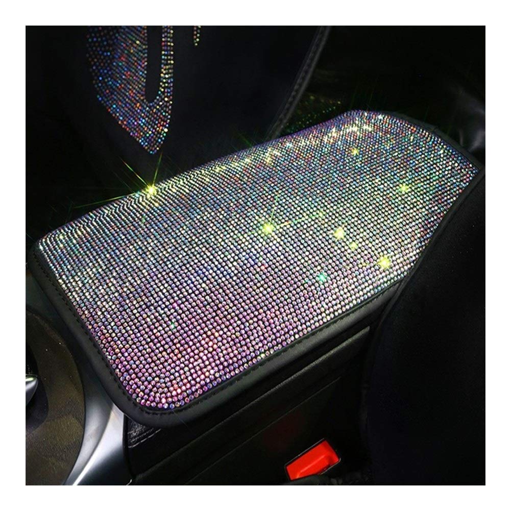 Claral Crystal Colorful Rhinestone Car Steering Wheel Covers Women Diamante Rhinestone Car Covered Steering-Wheel Accessories Claral (Color Name : Color armrest cover)