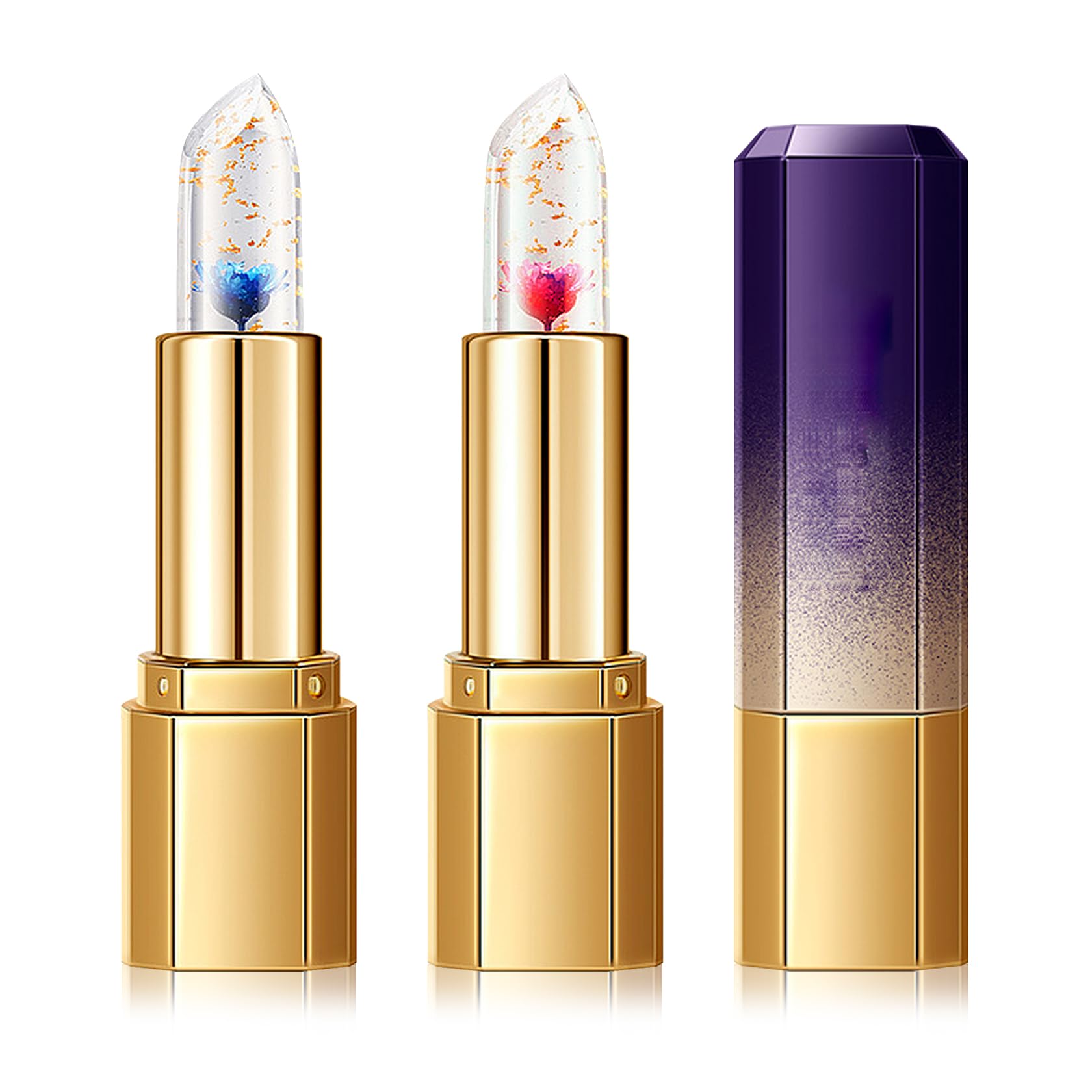 WYBLZPXZ 2 Pcs Temperature Color Change Lipstick,PH Magic Temperature Color Changing Lipstick,Lip Gloss,Long Wear Nutritious Tinted Lip Balm,Moisturizing Lip Stick Makeup Set E