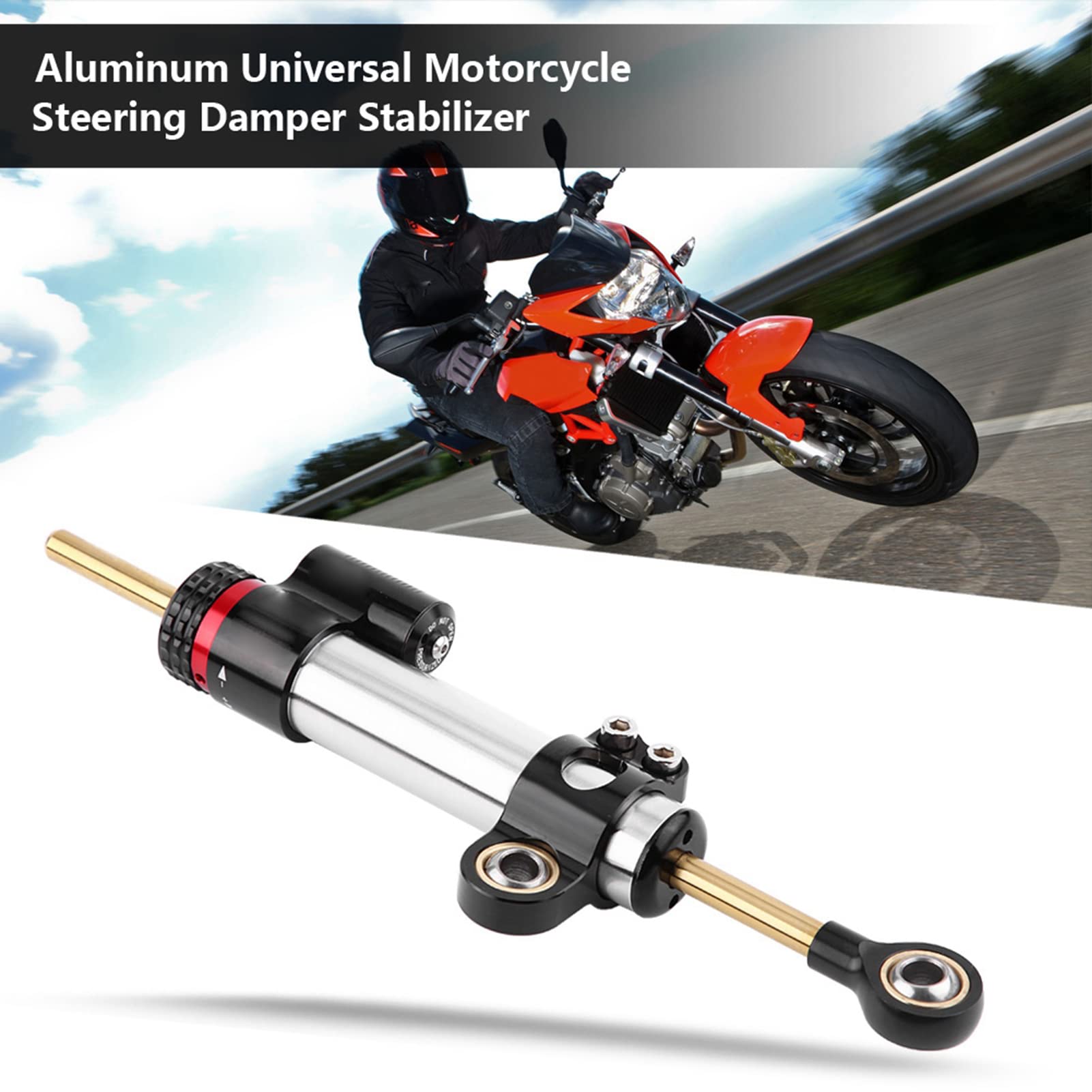 SIXRUN lenkungsdämpfer fahrrad, Universal lenkungsdämpfer motorrad, Aluminium motorrad lenkungsdämpfung, Stabilisator Speed ​​Technology Control, für MT10 MT07 MT09 (Kurz: 47 x 2 cm)