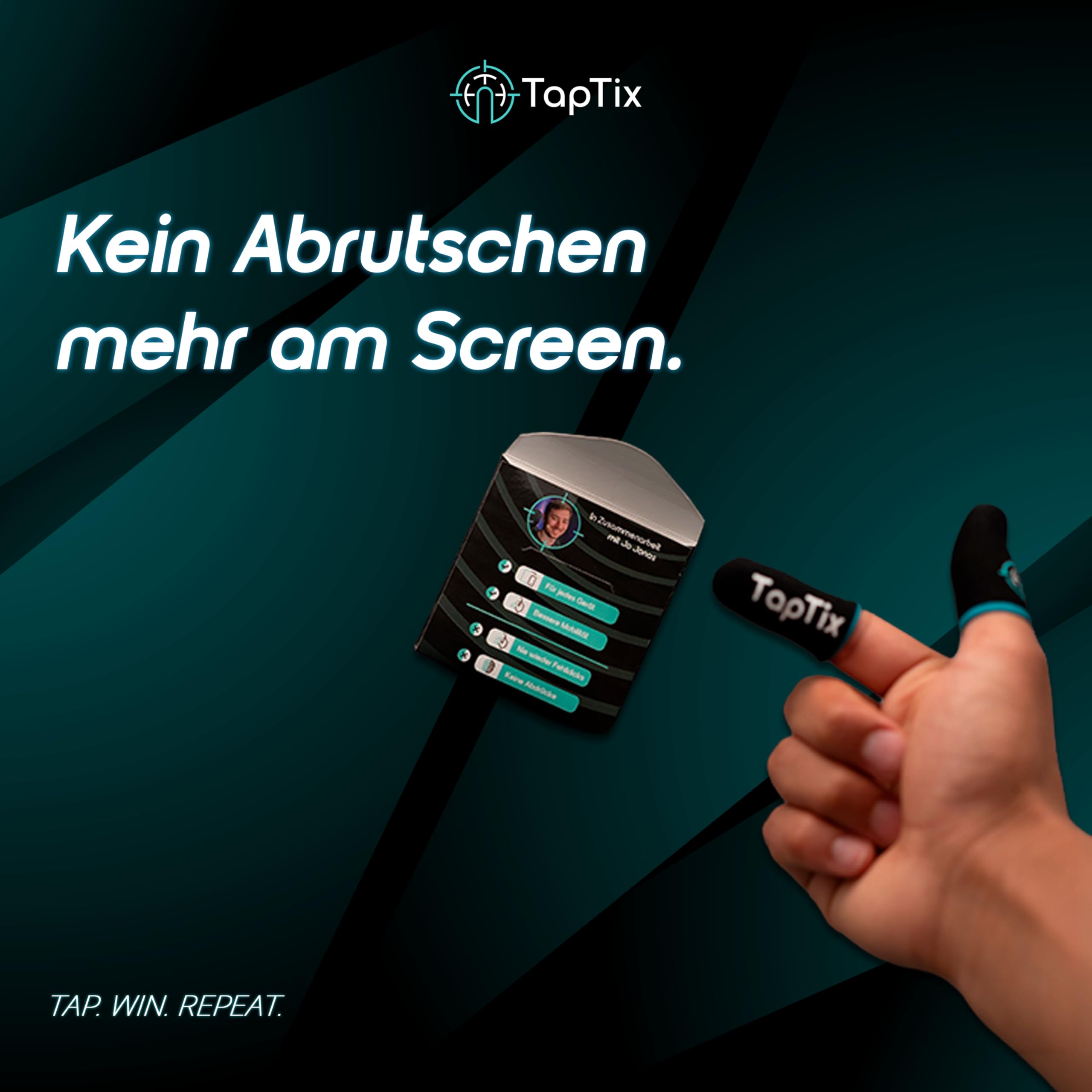 Gaming Finger Sleeves, 2 Paar (4 Stück) – Touchscreen Fingerlinge für Smartphone & Tablet, perfektes Gleiten & mehr Grip, atmungsaktiv, für Mobile Games & Shooter Games - 3